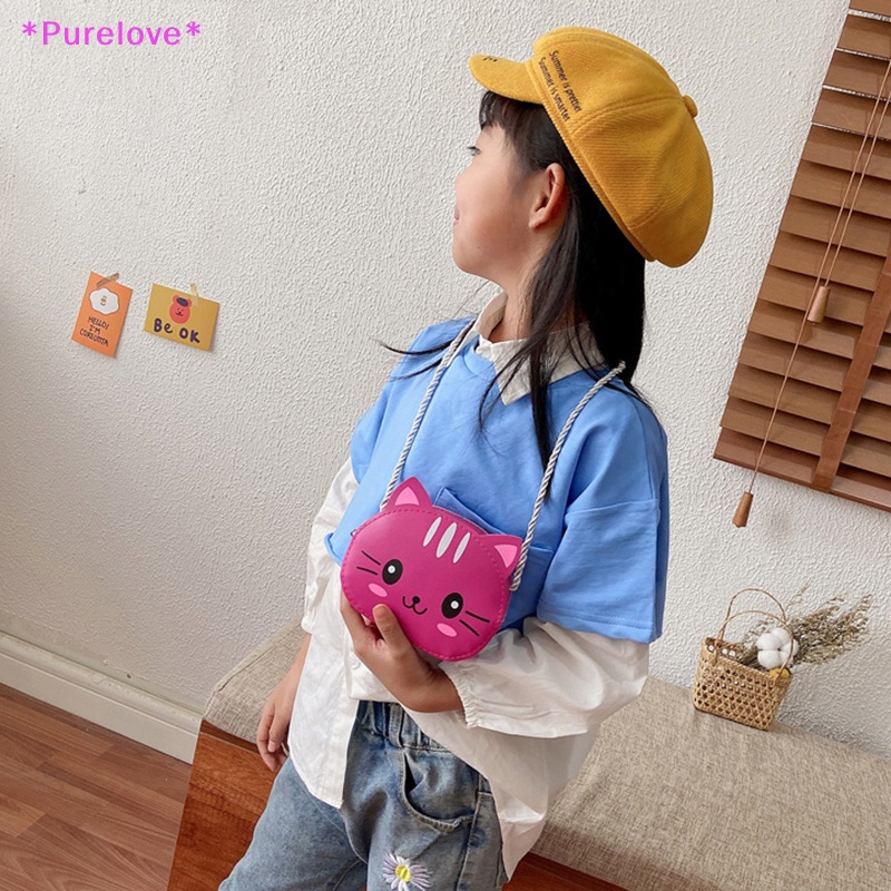 Túi Đeo Chéo Mini Có Khóa Kéo In Hình Mèo Dễ Thương Thời Trang Mùa Hè Cho Bé Trai Và Gái Mới