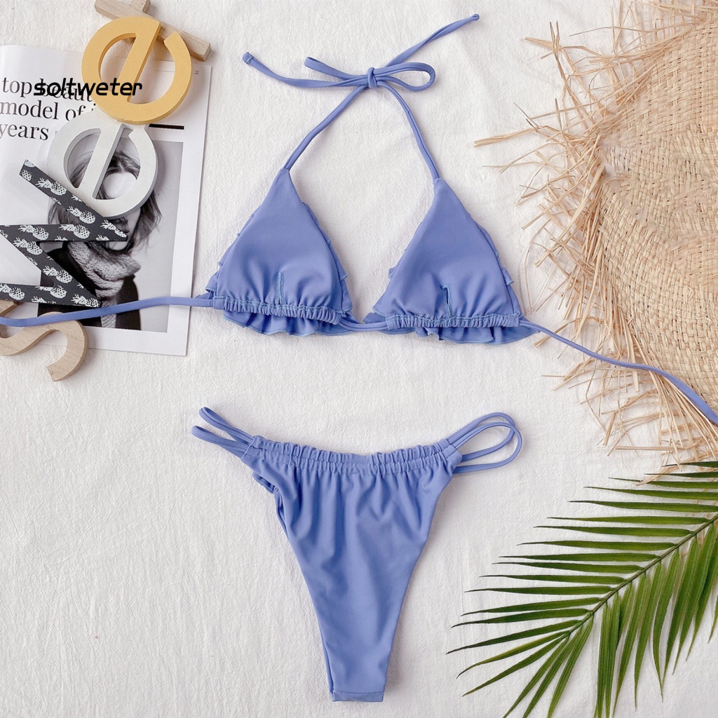 Bộ Bikini 2 Mảnh Màu Sắc Thời Trang Gợi Cảm Cho Nữ