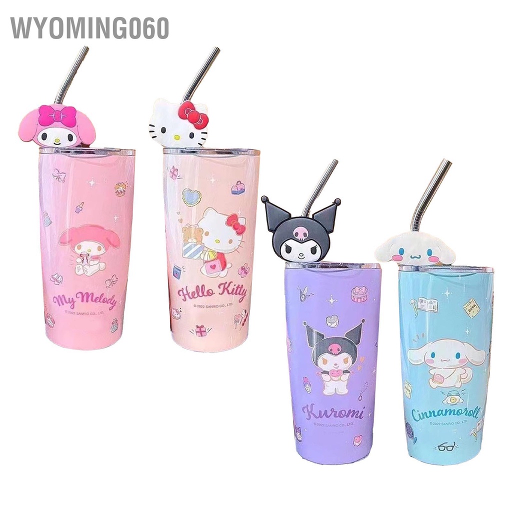 Wyoming060 Cốc có nắp và ống hút bằng thép không gỉ Phim hoạt hình dễ thương Ly cà phê cách nhiệt đá cho văn phòng du lịch tại nhà