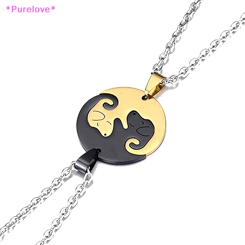 Set 2 Vòng cổ Đôi Mặt Âm Dương Bằng Thép Không Gỉ Thời Trang Dành Cho Nữ Mới