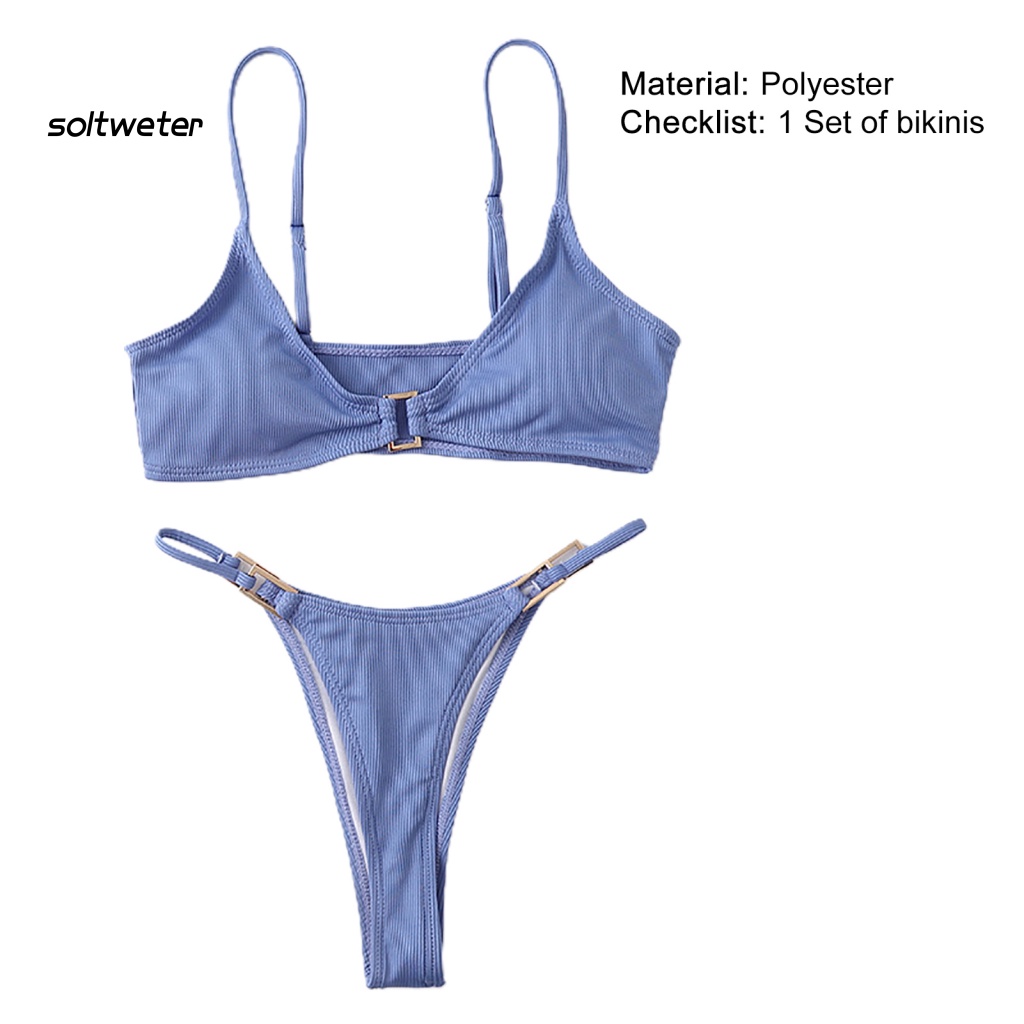 Bộ Bikini Hai Mảnh Bằng Polyester Có Mút Đệm Phong Cách Thời Trang Quyến Rũ Dành Cho Nữ