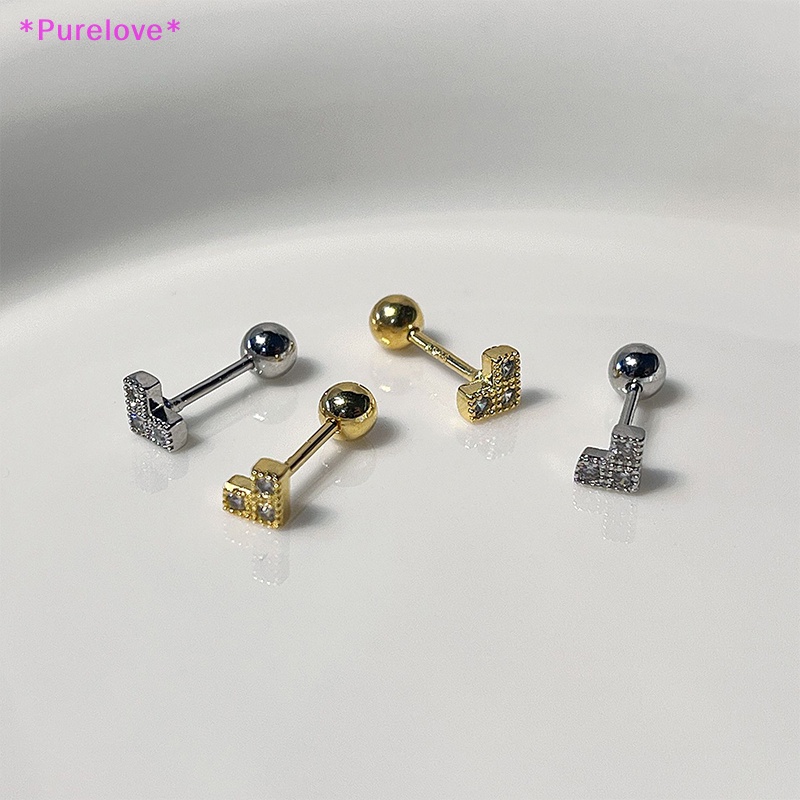 1 Cặp Khuyên Tai Hình Trái Tim Pixel Mini Dành Cho Nữ Mới