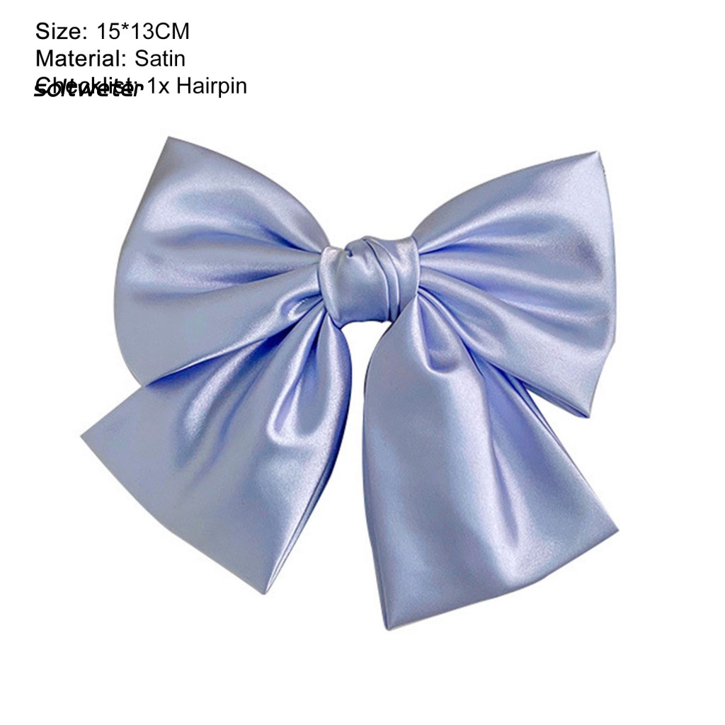 Kẹp Tóc Đính Nơ Bằng Vải Satin Cỡ Lớn Thời Trang Cho Nữ