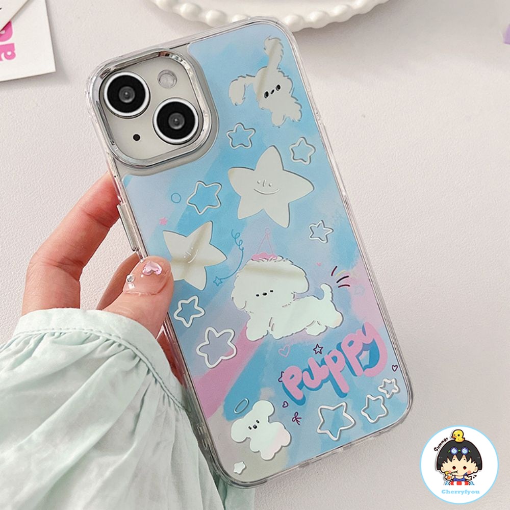 Ốp Điện Thoại TPU Mềm Chống Sốc Tráng Gương Mạ Điện Họa Tiết Cún Và Ngôi Sao Thời Trang Cho IPhone 11 12 13 14 Pro Max