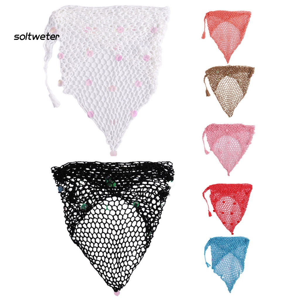 Khăn Choàng Lưới Tam Giác Rỗng Thoáng Khí Chống Nắng Cột Dây Bảo Vệ Bikini Đi Biển