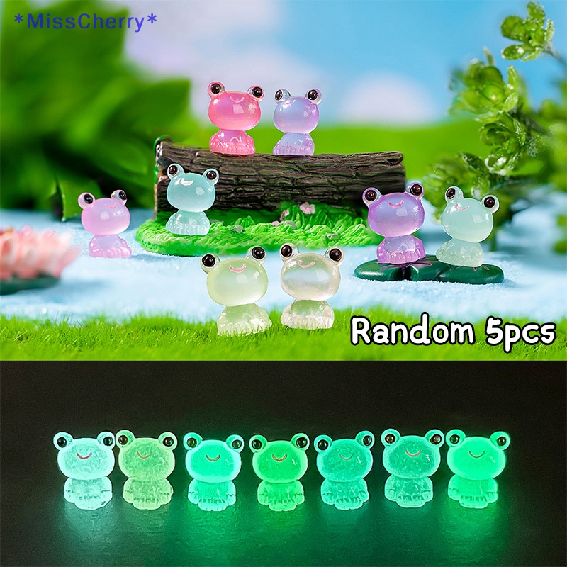 Bộ 5 Chú Ếch Mini Bằng Nhựa Phát Quang Dùng Trang Trí Tiểu Cảnh / Xe Hơi Mới