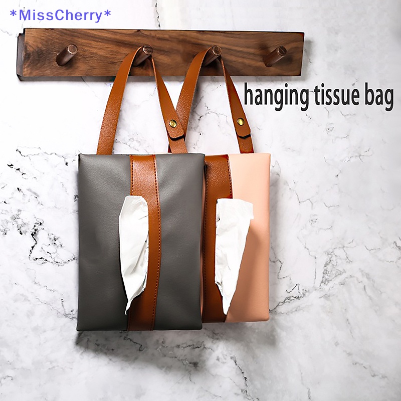 Hộp Da Đựng Khăn Giấy Treo Sau Ghế Xe Hơi Phong Cách Bắc Âu Mới