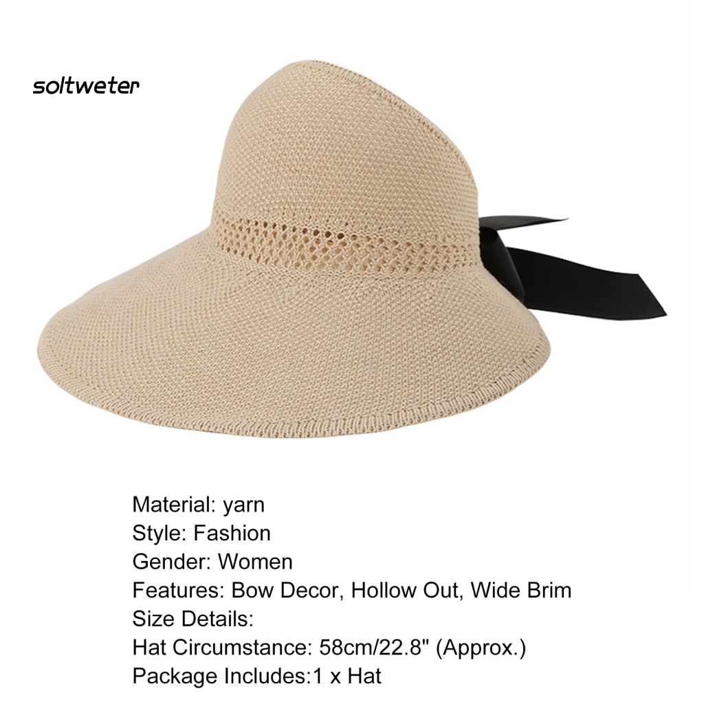 Mũ Lưỡi Trai Hở Chóp Thiết Kế Rỗng Thoáng Khí Đính Nơ Thời Trang Cho Nữ