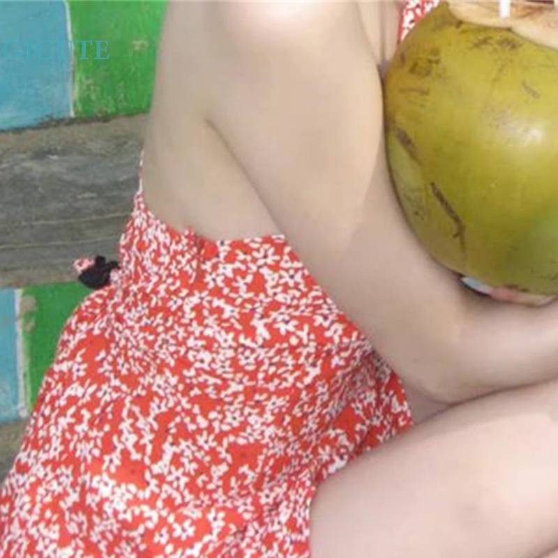 Đầm Hai Dây Hở Lưng Nhún Bèo Họa Tiết Hoa Phong Cách Boho Gợi Cảm Cho Nữ