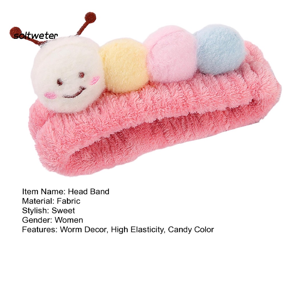 Băng Đô Cài Tóc Hình Sâu Màu Sắc Ngọt Ngào Co Giãn Tốt Tiện Dụng Trang Điểm