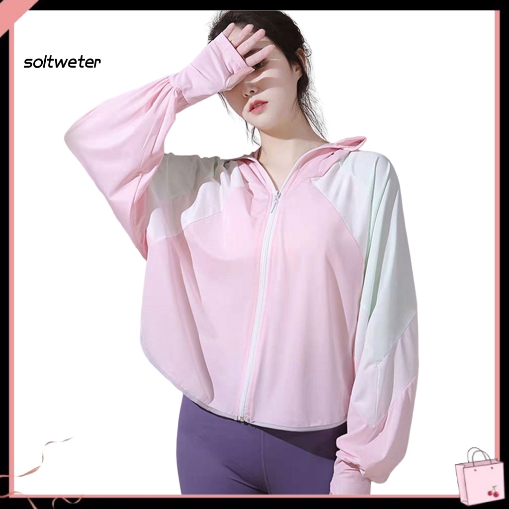 Áo Khoác Chống Nắng Tay Dài Dáng Rộng Có Khóa Kéo Vành Rộng Màu Sắc Đa Dạng