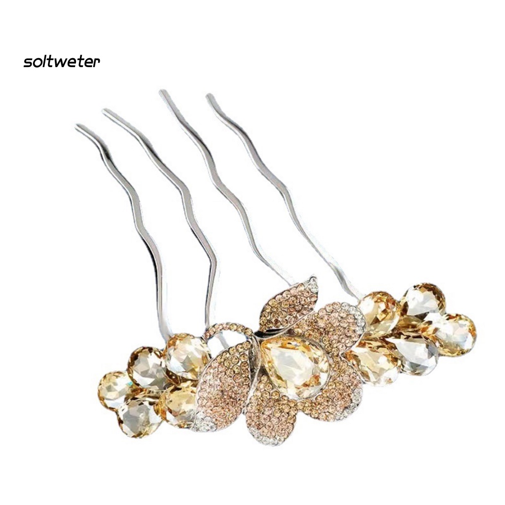 Lược Cài Tóc Trang Trí Hoa Đính Đá Chống Trượt Cho Nữ