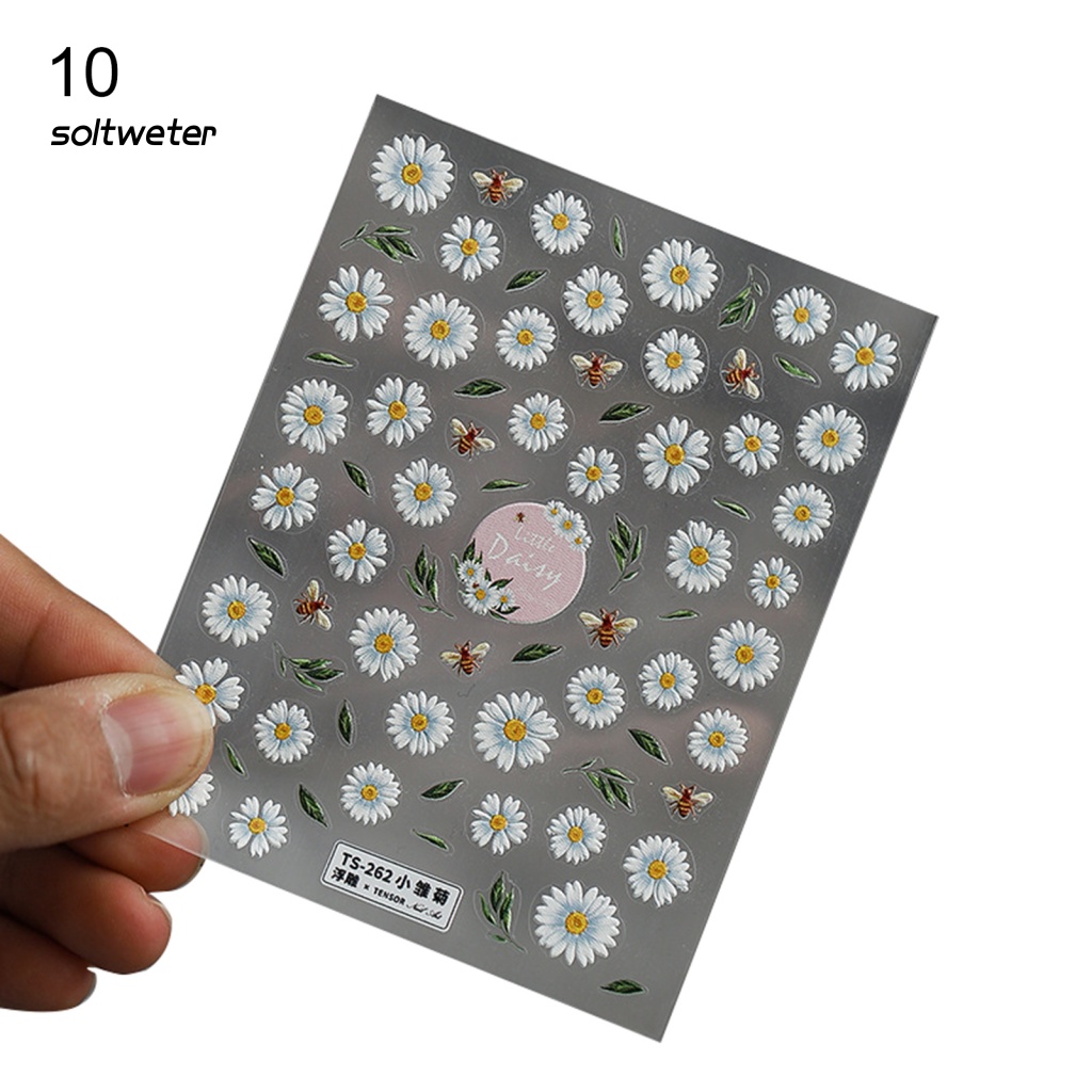 Miếng Dán Họa Tiết Hoa Hồng Dập Nổi 5D Nhiều Hình Dạng Không Phai Màu Trang Trí Móng Tay