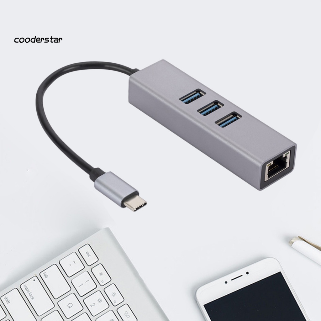Dock Mở Rộng Tốc Độ Cao 1000Mbps 3 Cổng USB30 Type-C Sang Rj45 Lan Cho Máy Tính