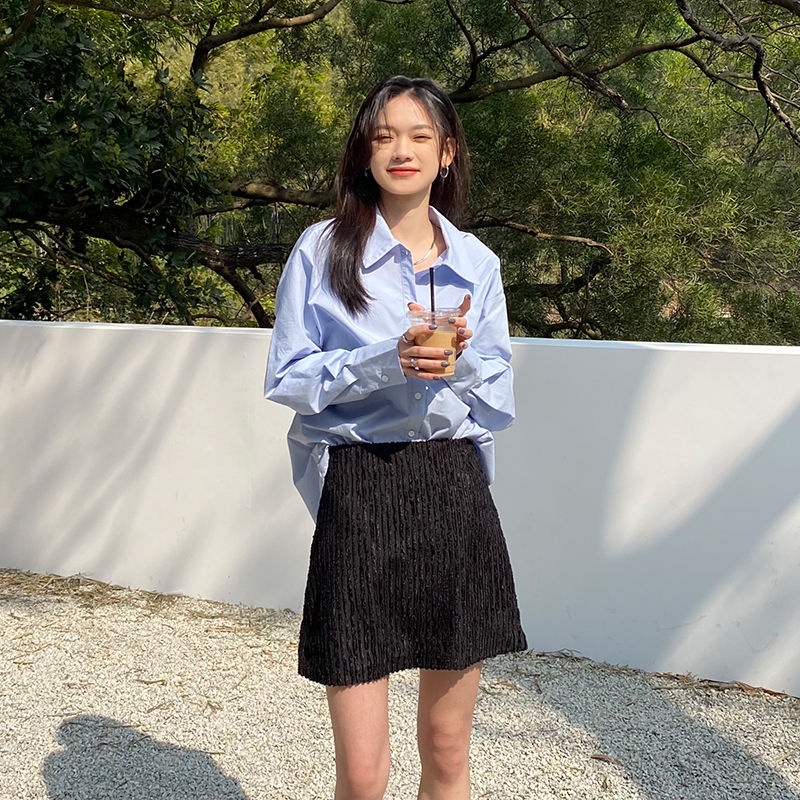 Áo Khoác Cardigan Tay Dài Dáng Rộng Màu Sắc Đơn Giản Phong Cách Hàn Quốc