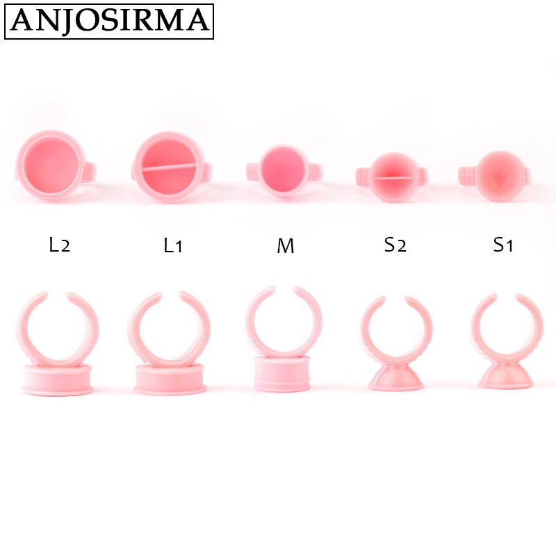 Anjosirma 100 / gói màu hồng thêu nhựa màu cốc ghép lông mi giả khay kết dính