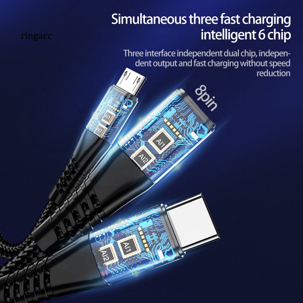 Cáp Sạc Nhanh 3 Trong 1 Chip Thông Minh Chống Rối Cho Gia Đình