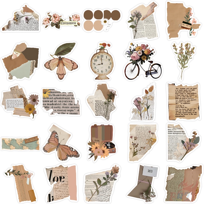 Set 100 / 100 Món Đồ Chơi Chất Lượng Cao ❉ Tạp Chí Nghệ Thuật Gãy Retro Miếng Dán Trang Trí Hình Tờ Báo Phong Cách Vintage Độc Đáo ❉ Miếng Dán Đề Can Chống Nước Tự Làm Thời Trang