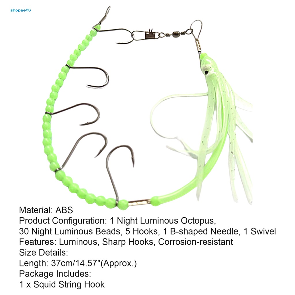 Pemg Dây Thép Mực Sắc Tươi Sáng 5 Móc Nhỏ Hạt Xúc Xích Tối Màu Sắc Tươi Sáng Dùng Để Câu Cá Ngoài Trời