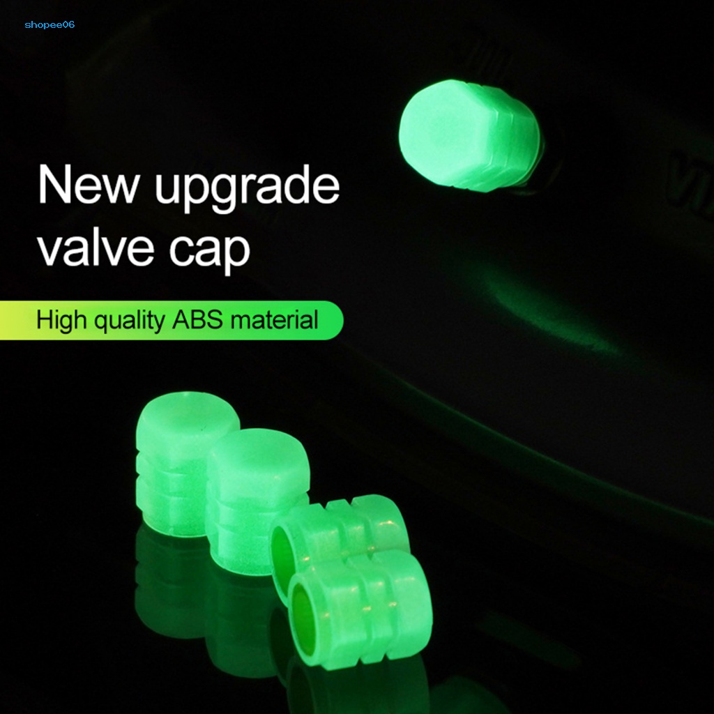 Bộ 4 Nắp Van Bánh Xe Hơi Bằng Nhựa ABS Phát Sáng Chống Bụi