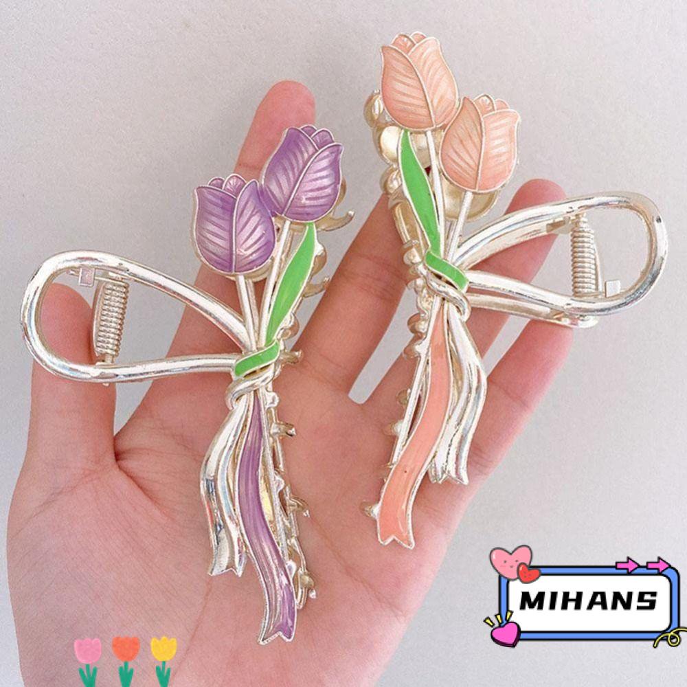 MIH Kẹp Tóc Càng Cua Hình Hoa Tulip Bằng Kim Loại