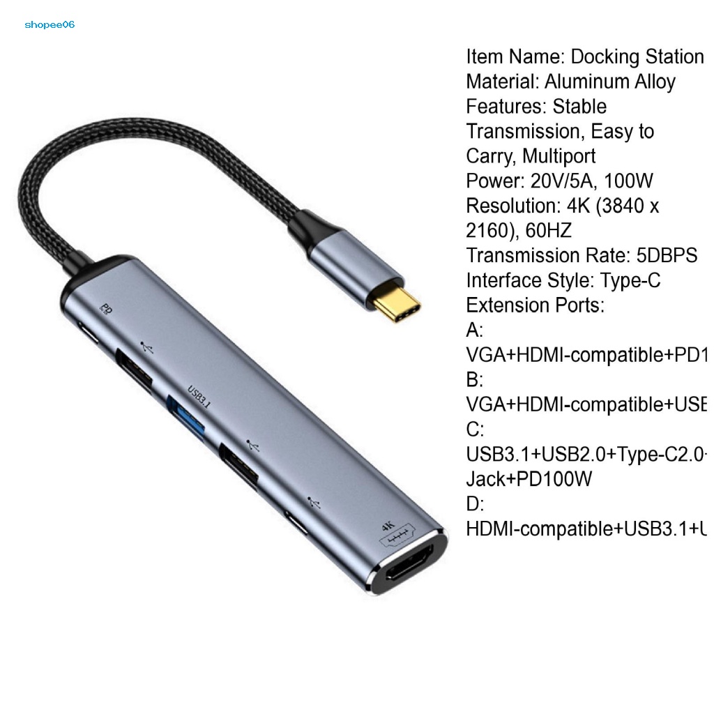 Hub Chia Cổng Type-C Dạng Dây Bện 4K 60Hz HDMI-C Chất Lượng Cao