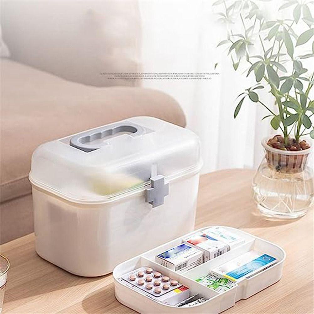 KRNY Hộp Đựng Thuốc Sơ Cứu Bằng PP Có Tay Cầm Sức Chứa Lớn Tiện Dụng Cho Trường Học