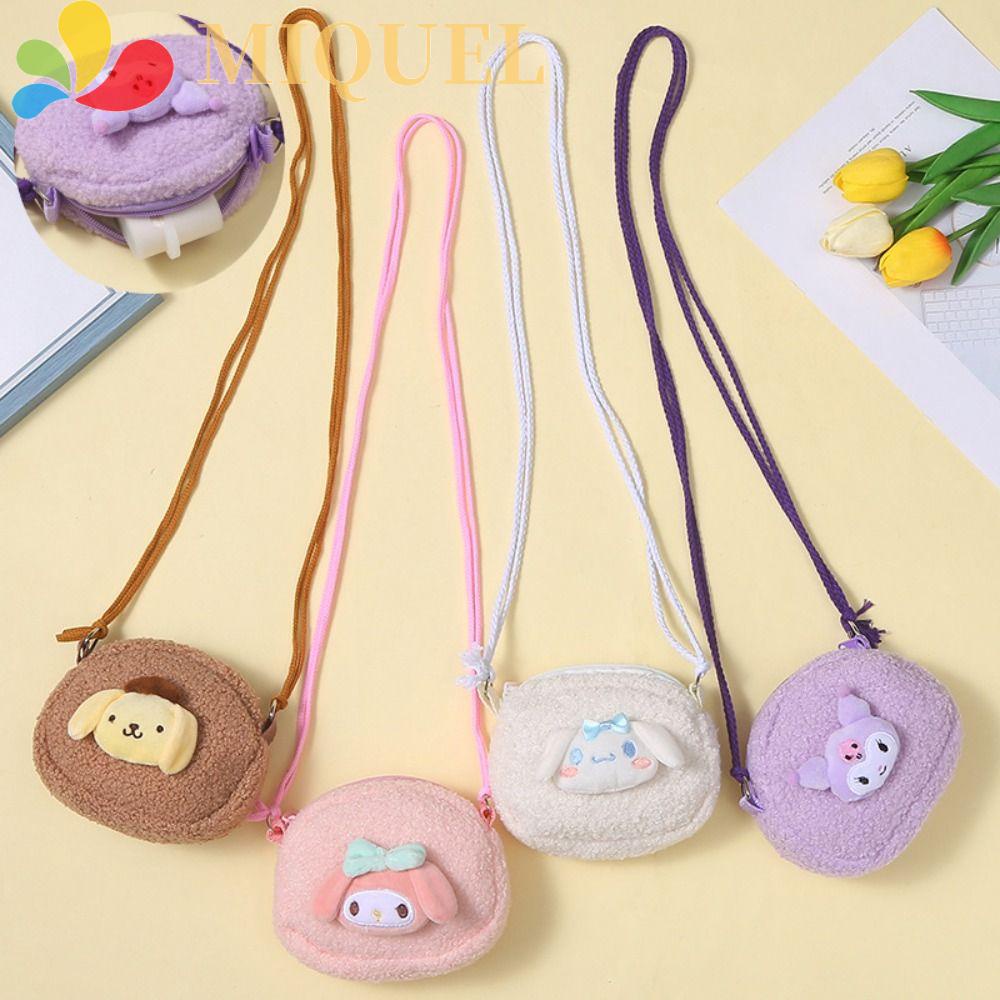 MIQUEL Túi Đeo Vai Cỡ Lớn Bằng Vải Bông Họa Tiết Hoạt Hình Kuromi Có Khóa Kéo Cho Bé