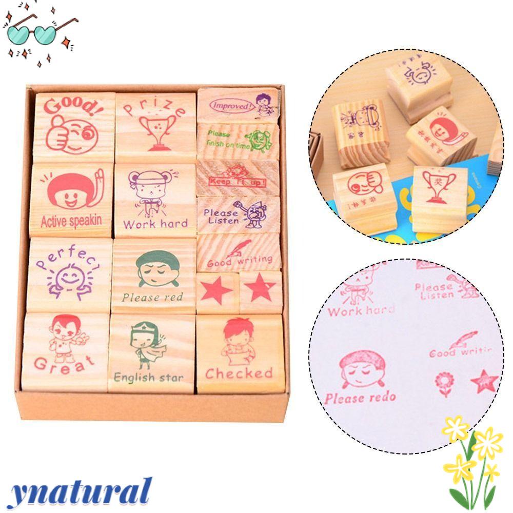 YNATURAL Bộ 16 Con Dấu In Hình Học Tập Cho Bé