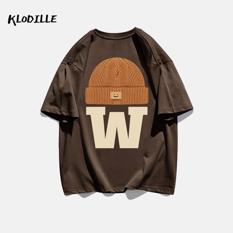 KLODILLE Áo Thun 100% Cotton Tay Ngắn Dáng Rộng In Hoạ Tiết Đơn Giản Trẻ Trung Cho Nam Giới Local Brand