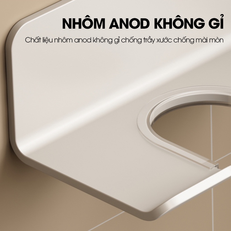 Giá treo máy sấy tóc dán tường LH-7701 nhôm anod không rỉ