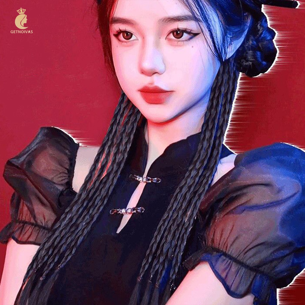 GETNOIVAS Bím Tóc Giả Thắt Bím Bằng Sợi Tổng Hợp