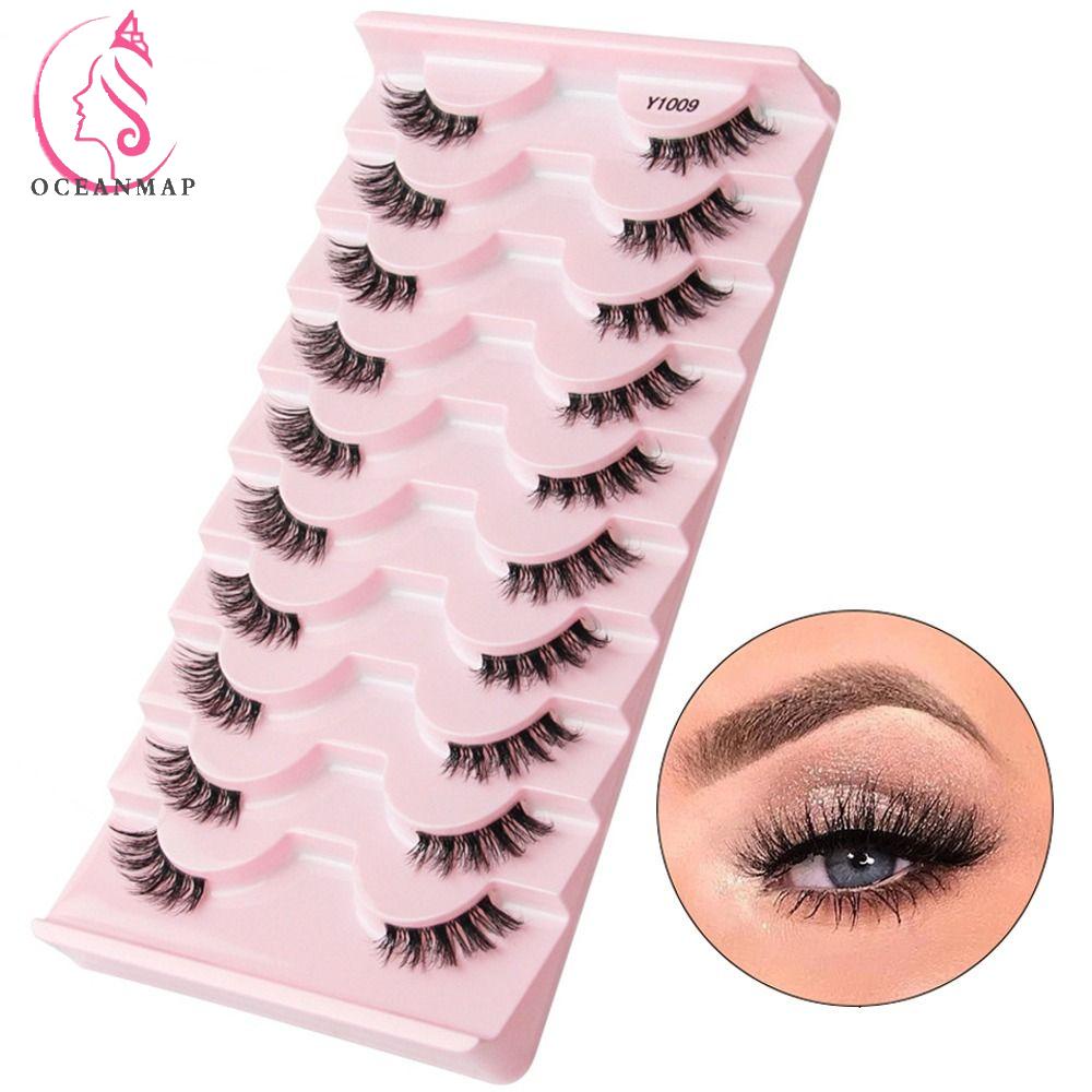 OCEANMAP Lông Mi Giả Nửa Đầu Bằng Lông Chồn Nhân Tạo Trong Suốt Nối Dài Mi Tự Nhiên Cho Nữ