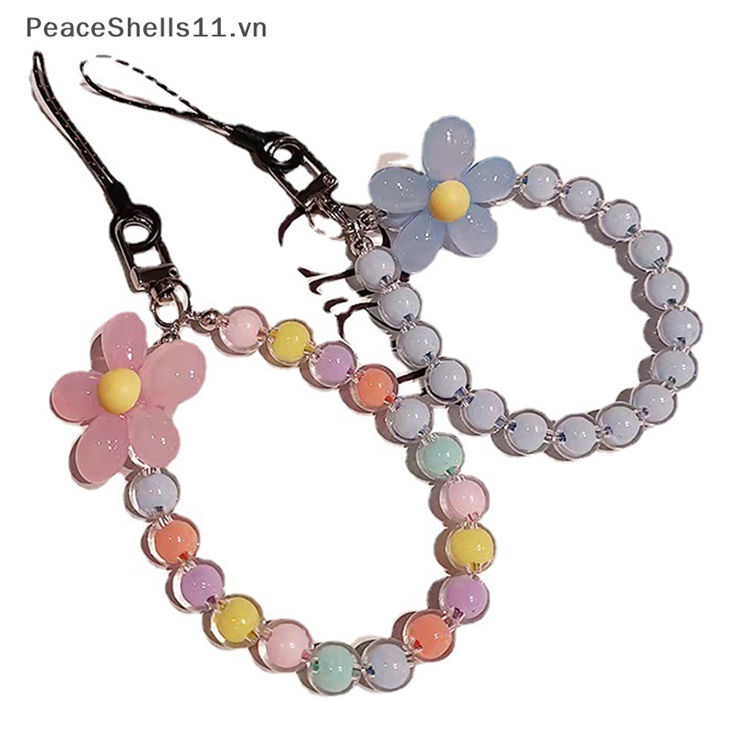 1 Dây Đeo Điện Thoại Xỏ Hạt Nhiều Màu Hình Hoa Cho Nữ