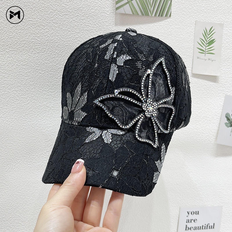 Mũ Lưỡi Trai Phối Lưới Thoáng Khí Chống Nắng Thiết Kế Nơ Đính Đá Thời Trang Mới 2023