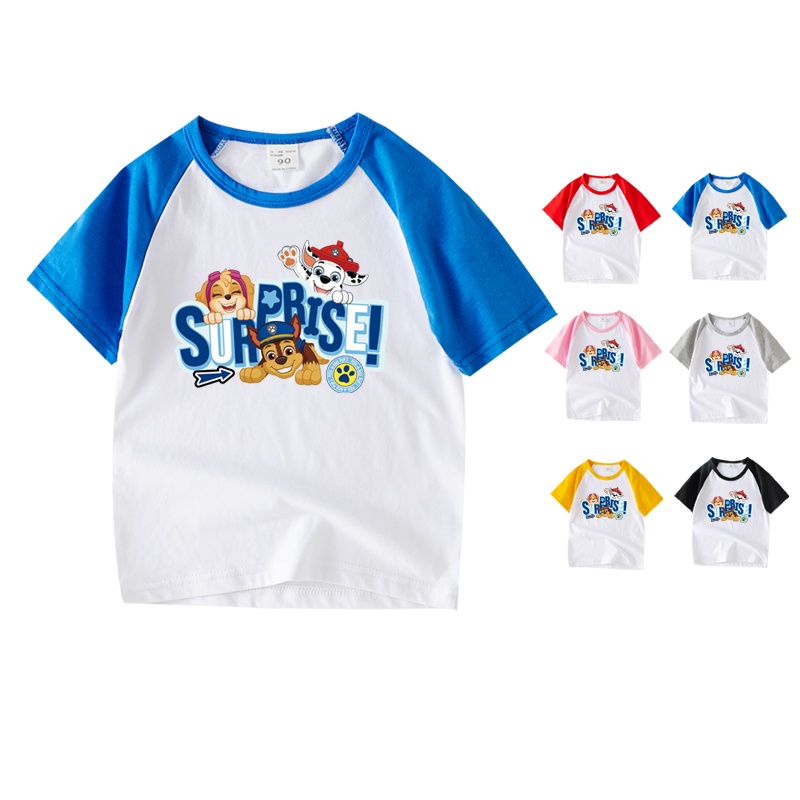 Áo Thun NgắN Tay In HoạT HìNh Paw Patrol 6 MàU Cho Bé # LA006