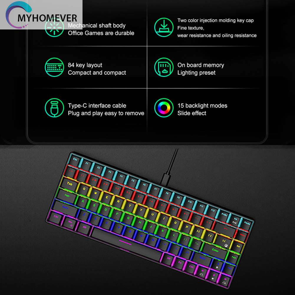 Bàn Phím K84 84 Phím Màu Dạ Quang Cho Game Thủ