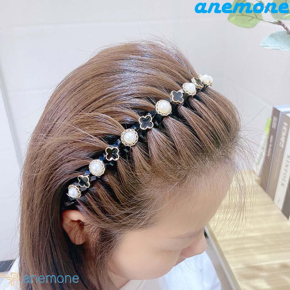 ANEMONE Băng Đô Cài Tóc Đính Ngọc Trai Acrylic Thời Trang Hàn Quốc