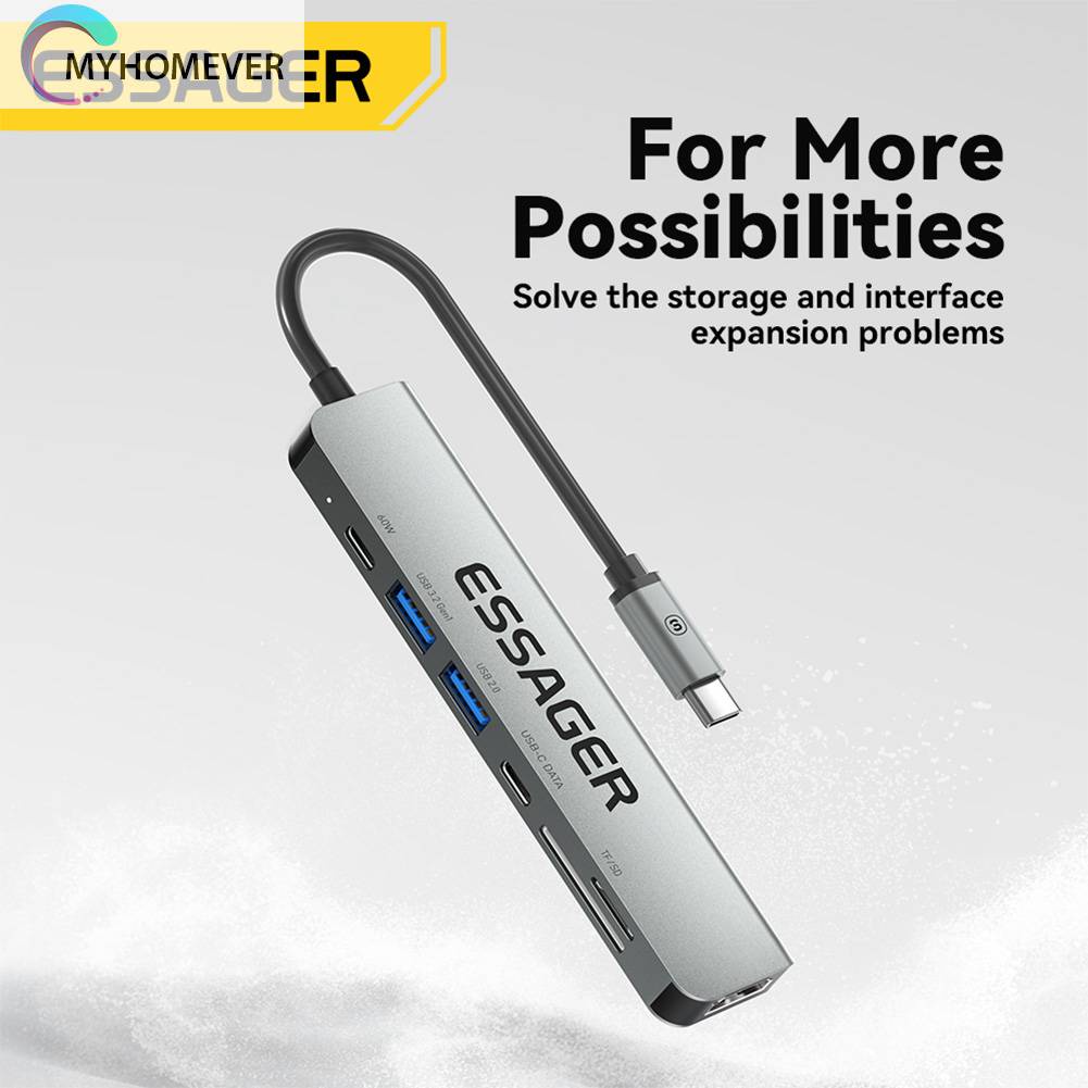 Bộ Chia Cổng USB Type-C HDMI 7 Trong 1 Hỗ Trợ PD60W