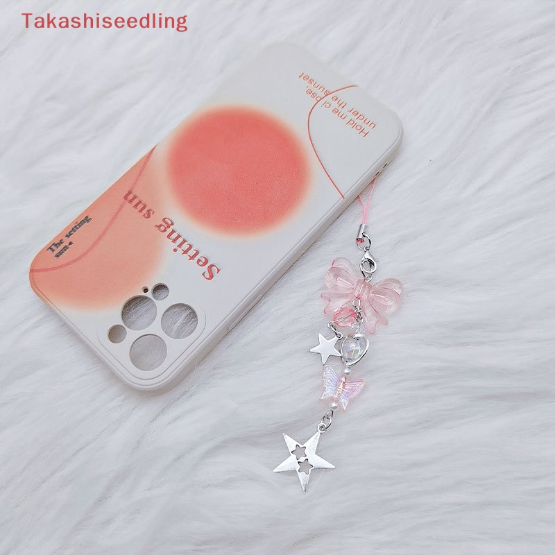 (Takashiseedling) Phụ Kiện Dây Xích Trang Trí Túi Xách / Điện Thoại Hình Ngôi Sao Năm Cánh Đính Nơ Hồng Ngọt Ngào