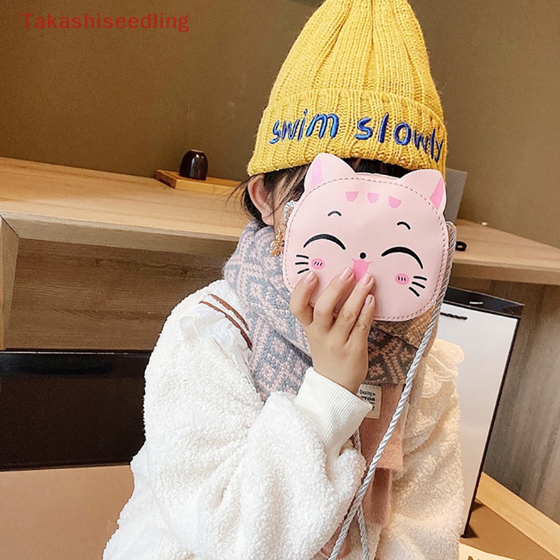 Túi Đeo Chéo Mini Có Khóa Kéo In Hình Mèo Dễ Thương Thời Trang Cho Bé