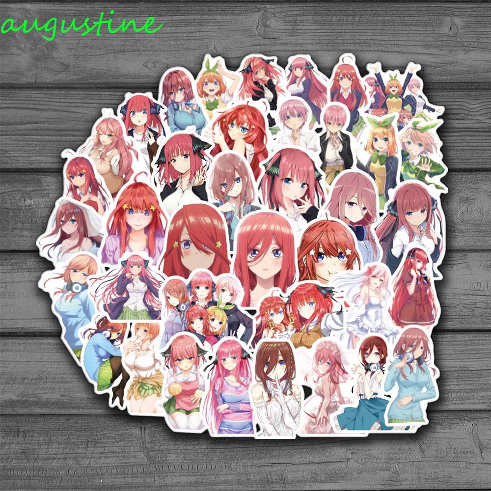 AUGUSTINE Bộ 50 Sticker Trang Trí Sổ Tay / Ván Trượt / Guitar / Nhật Ký / Nakano Ichika Quintessential Hình Cô Gái / Hatsune Miku
