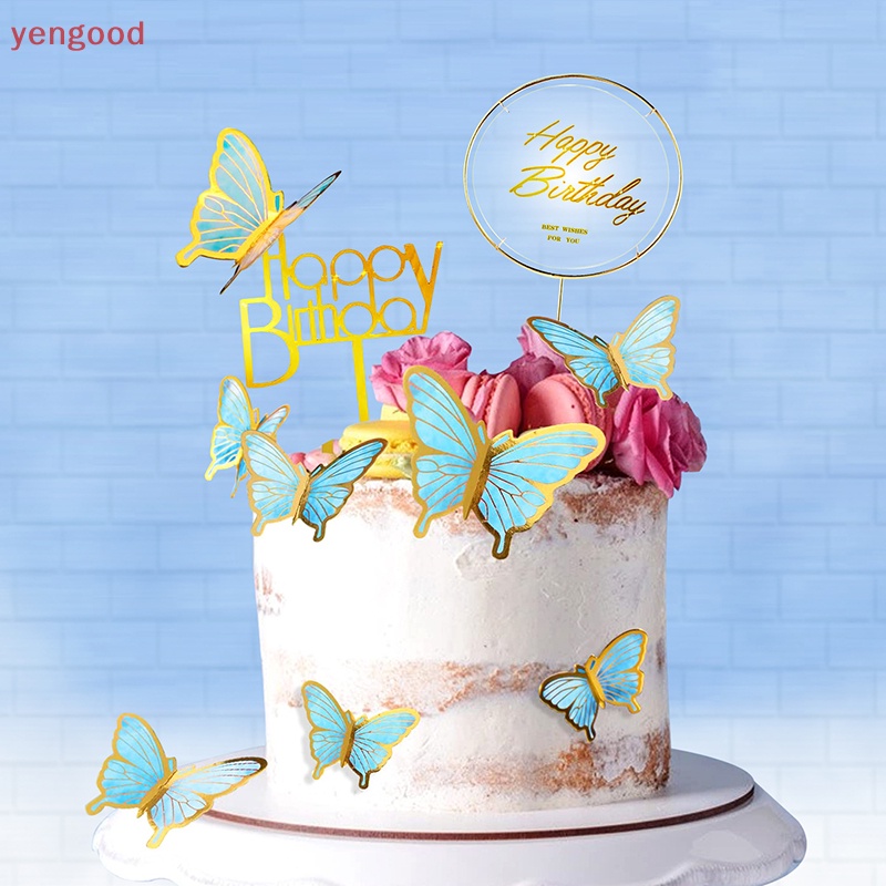 Set 22 Bươm Bướm Bằng Acrylic Dùng Trang Trí Bánh Kem