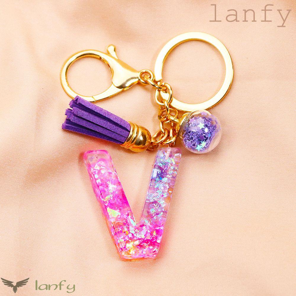 LANFY Móc Khóa Hình 26 Chữ Cái Bằng Nhựa Dễ Thương