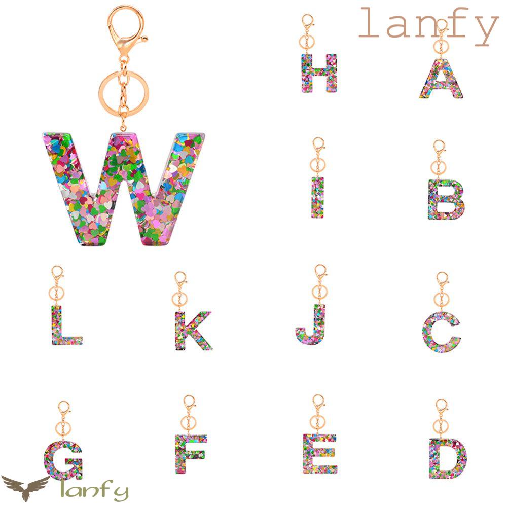 LANFY Set 26 Móc Khóa Kim Loại Hình 26 Chữ Cái Tiếng Anh