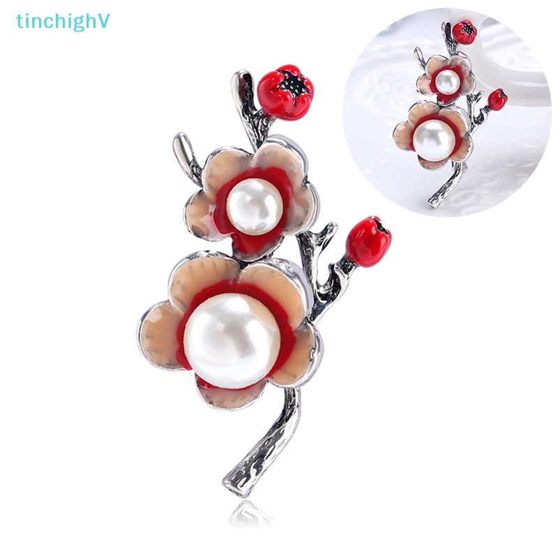 [TinchighV] Ghim Cài Áo Hình Hoa Lá Tráng Men Đính Ngọc Trai Thời Trang Dành Cho Cô Dâu