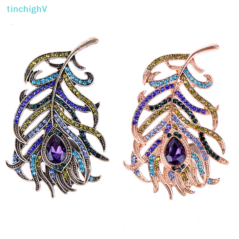 [TinchighV] Trâm Cài Áo Hình Lông Công Pha Lê Tráng Men Sâu Phụ Kiện Đám Cưới [Mới]