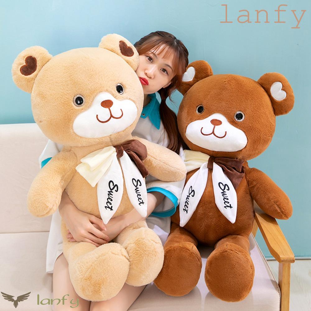 LANFY Đồ chơi nhồi bông Hình Chú Gấu Thắt Nơ Đáng Yêu Trang Trí