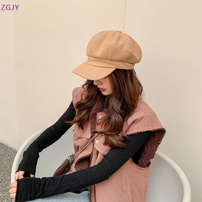 Nón Beret Len Màu Trơn Giữ Ấm Thời Trang Mùa Đông Cho Nữ Mới