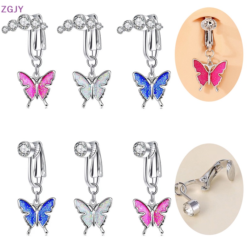 Khuyên Rốn Hình Bướm Đính Đá Nhân Tạo Thời Trang Mới